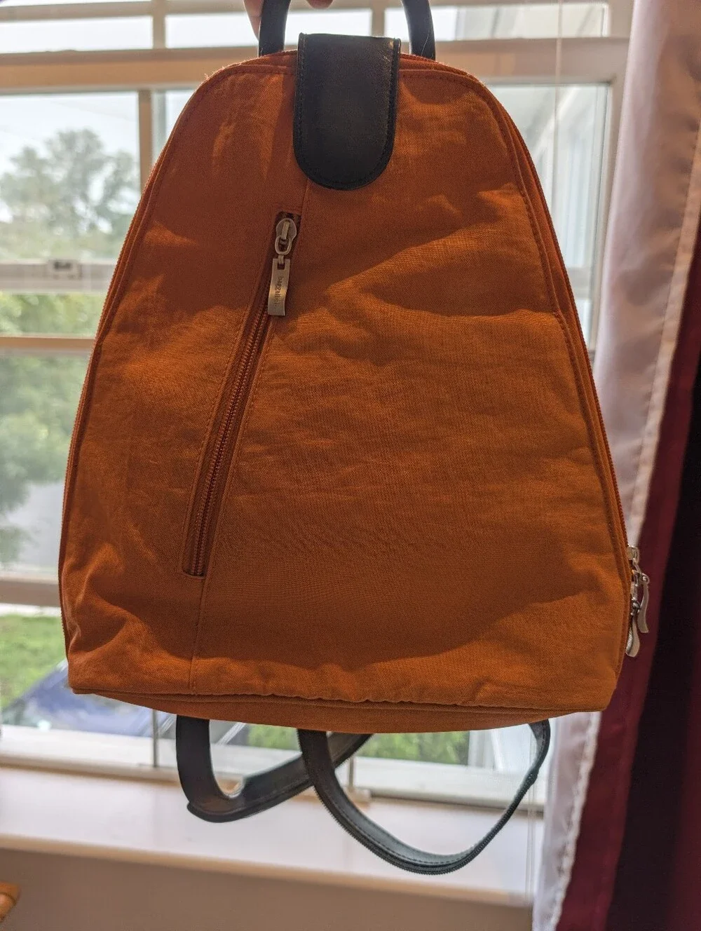 Baggallini Convertible Sling Backpack Rust Orange Nylon Wallet Organizer Travel